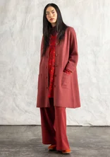 Langstrickjacke aus gefilzter Bio-Wolle - dunkelrott-melange
