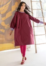“Benedita” woven dress in organic cotton - aubergine