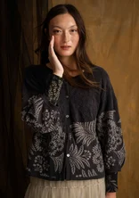 “Anila” patterned cardigan in organic cotton - dark ash grey