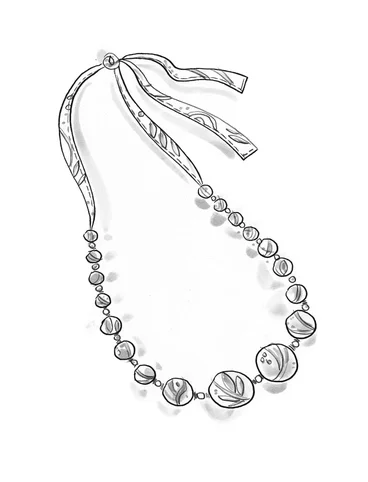 “Zuri” necklace in organic cotton/recycled wood - svart