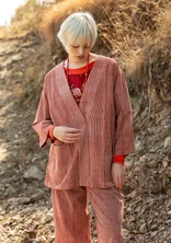 “Willow” woven kimono in organic cotton - henna