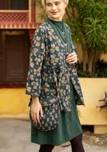“Bloom” floral bag in organic cotton - dark indigo