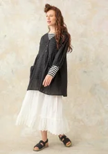 Woven organic cotton smock blouse - svart