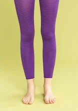 Striped recycled polyamide leggings - plommon0SL0himmelsbl