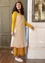 Vävd klänning "Shimla" i ekologisk bomull/lin (mandelmjölk/mönstrad S)
