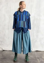 “Rut” knitted top in a blend of organic and recycled cotton - indigo blue/check