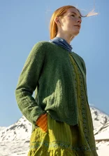 “Forget-me-not” cardigan in an alpaca blend - forest green/melange