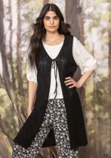 “Fröjda” organic cotton pointelle knit waistcoat - svart