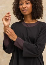 “Frida” patterned/solid-colored jersey tunic in organic cotton - black