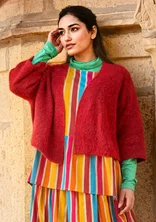 “Sora” cardigan in an alpaca blend - parrot red/melange