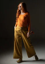 Woven pants in organic cotton - camel